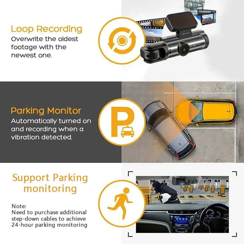 Dash Cam for cars 1080P Car DVR Video Recorder Dual car camera Front Inside View Camera Loop Recording WiFi Monitor Dashcam