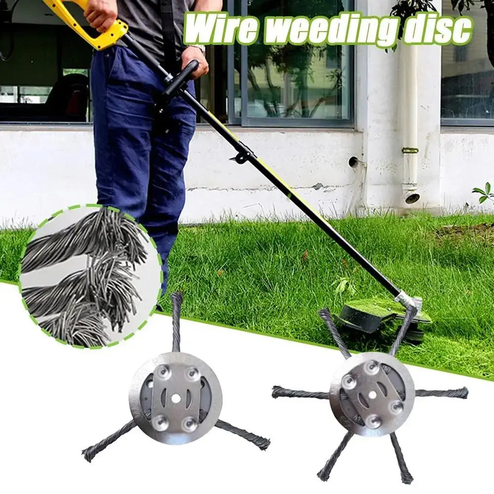 1Pcs 6 inch Universal Weed Brush Head Steel Wire Wheel Grass Trimmer Head Removal Moss Rust Lawn Mower Grass Trimmer Heads