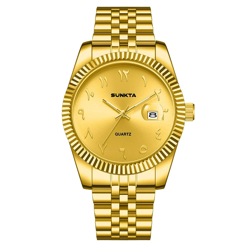 SUNKTA Luxury Fashion Wristwatch For Men Stainless Steel Date Quartz Man Watch Waterproof Luminous Casual Men's Watches Relojs