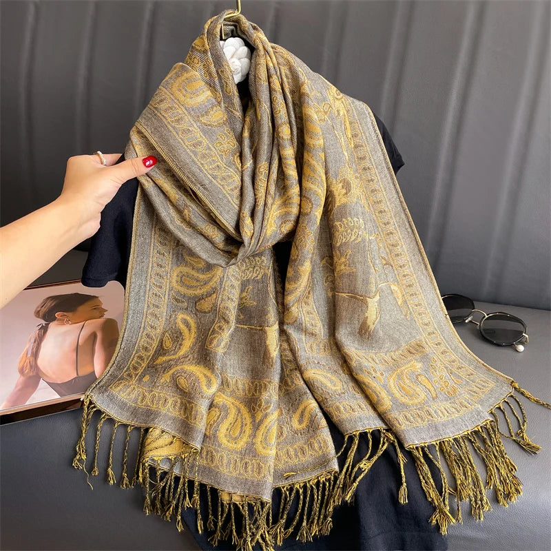 Women's Printed Pashmina Shawl, Soft Winter Scarf