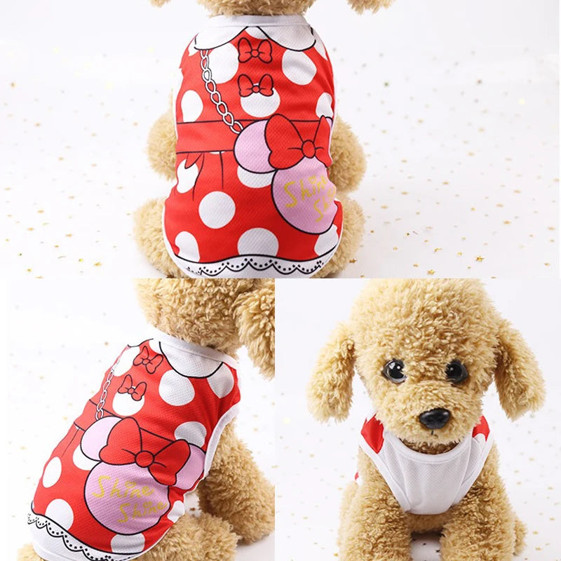 Dog Summer T-Shirt Vest - Soft Cartoon Print Pet Shirt - photo 2