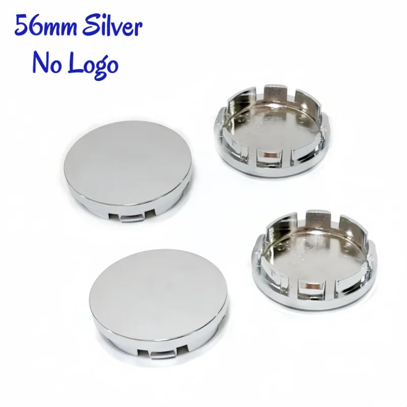 New 4pcs/Set No Logo 48mm 50mm 56mm 60mm 65mm 68mm Rim Blank Base Black Silver Tire Hub Caps External Refit Car Styling Accessor