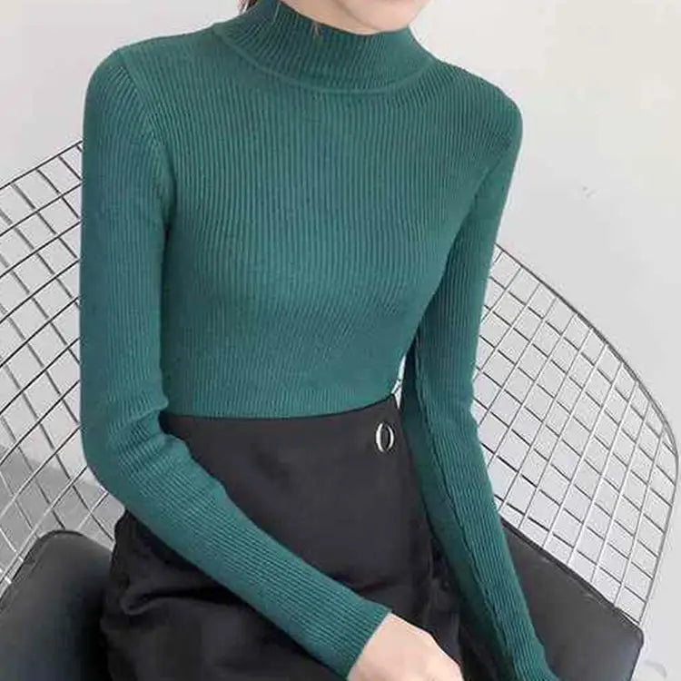 Women's vintage mock neck sweater, slim knit — view 11 of 17