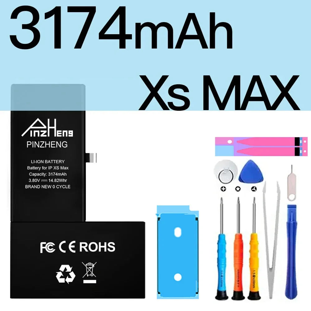 PINZHENG High Capacity Replacement Battery for iPhone X, XR, XS, 11, 12, 13 Mini Max Pro – 1-Year Warranty