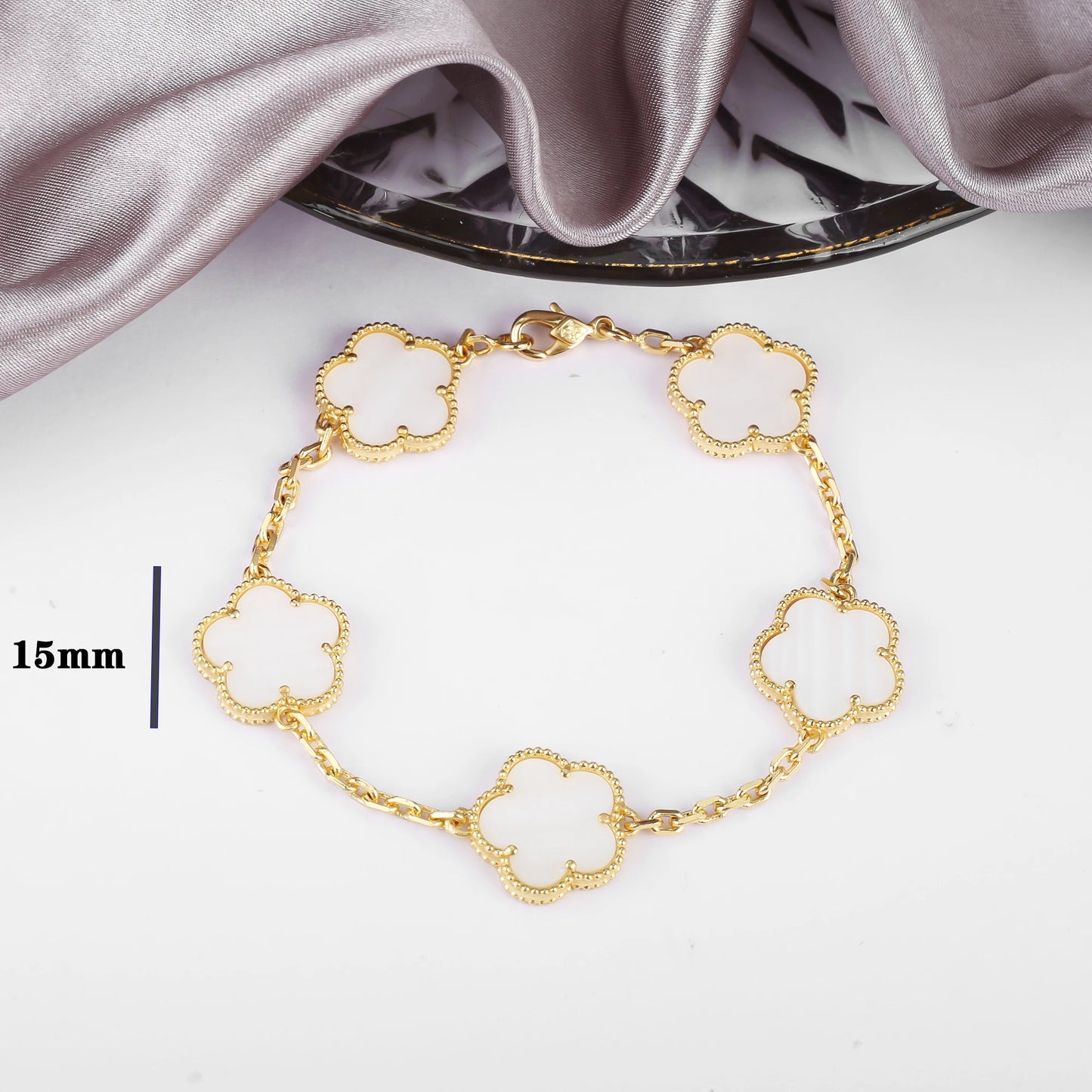 Five-Petal Flower Pendant Necklace — Natural Stone, 7 Colors