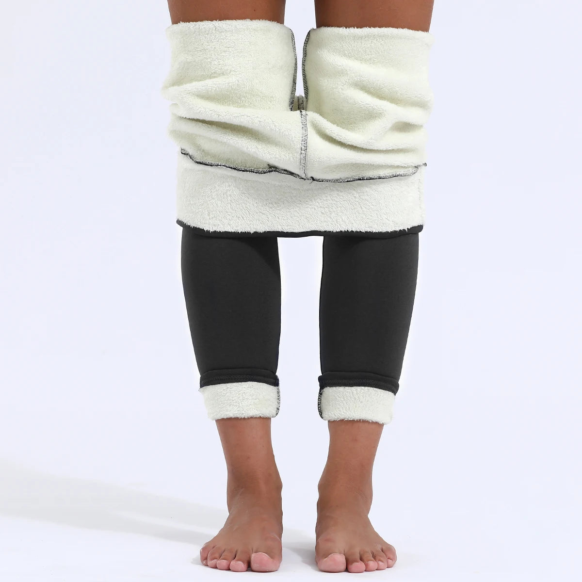 Women's Lamb Fleece Seamless Leggings - High Waist Thermal Tights - photo 3