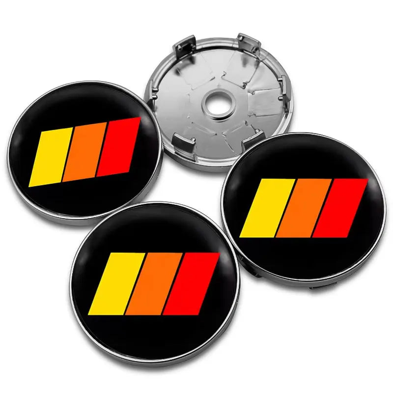 4PCS 56+60MM Universal 3 colors Emblem Wheel Center Hub Caps Sticker Rim Cover Auto Accessories