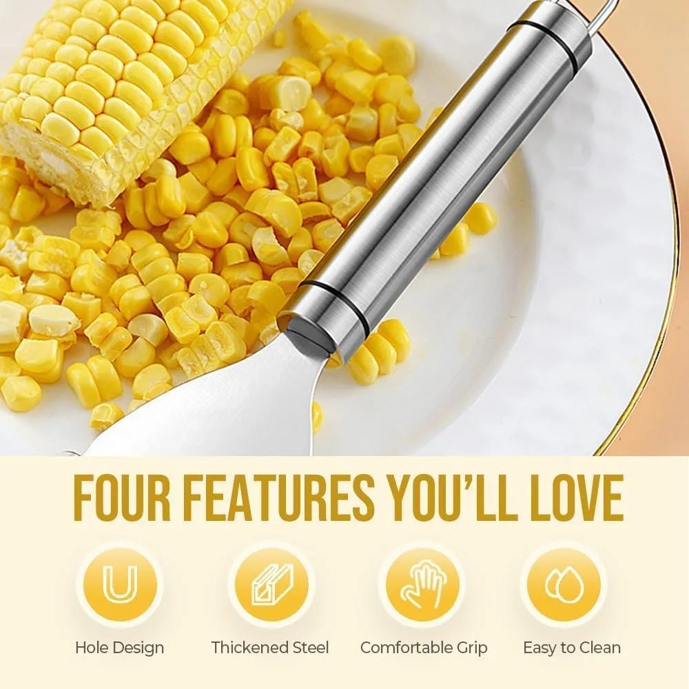7.1 Inch Multi-Purpose Corn Stripper,Hole & Thickened Steel Design, for Quick, Neat Kernels, Dishwasher Safe, Comfortable Handle