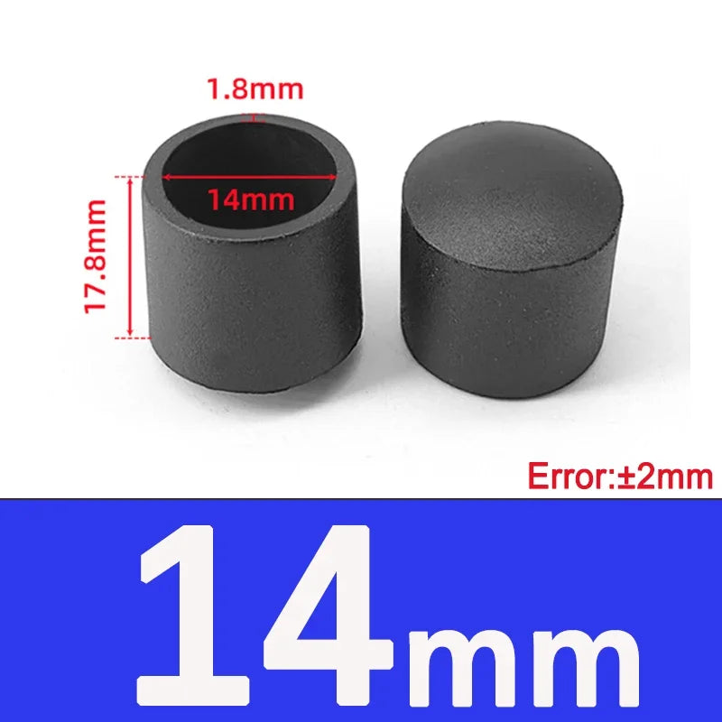 1-20Pcs Round Black PVC Soft Rubber Pipe Sleeve Tube Cap Table Chair Foot Pad Protective Cover 6 8 10 12 14 16 20 22 25 28-100mm