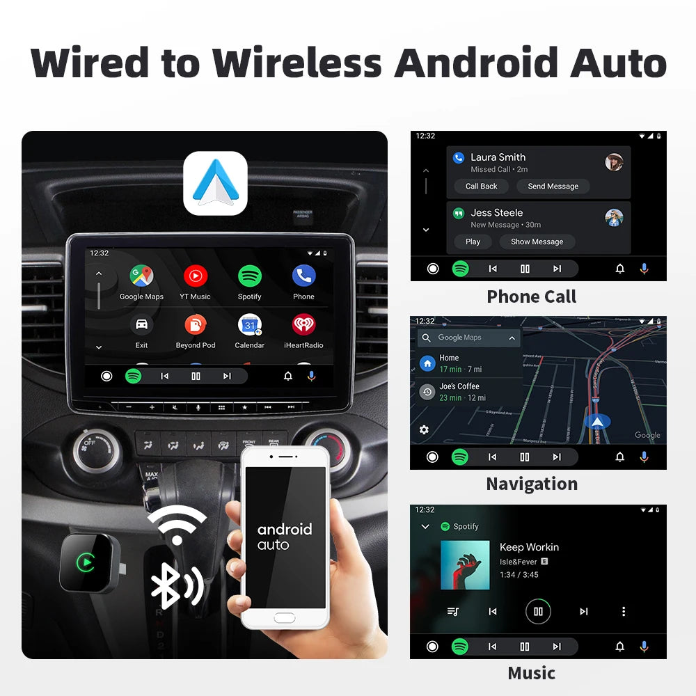 EKIY 2in1 Wired To Wireless CarPlay Adapter Android Auto Dongle Smart AI Box High Quality Car Accessories Intelligent System