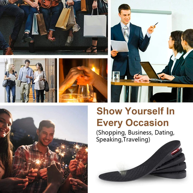 Height Increase Insoles Air Shoe Cushion Lift Insert Men Women 3-9cm Invisible Variable Insole Adjustable Cut Taller Support Pad