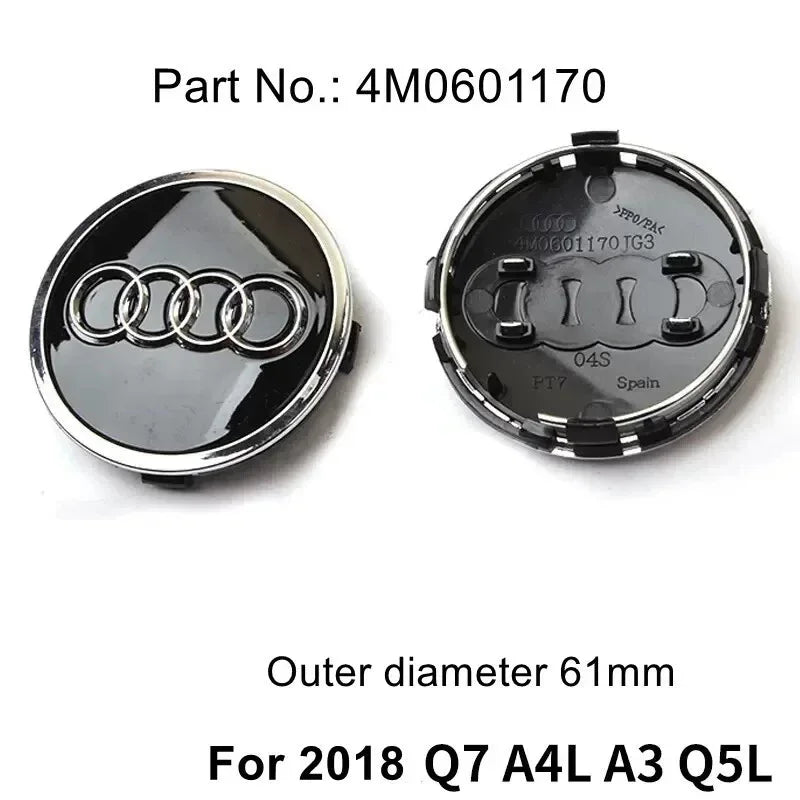 Audi 4pcs Wheel Center Caps - 60mm, 61mm, 68mm, 69mm