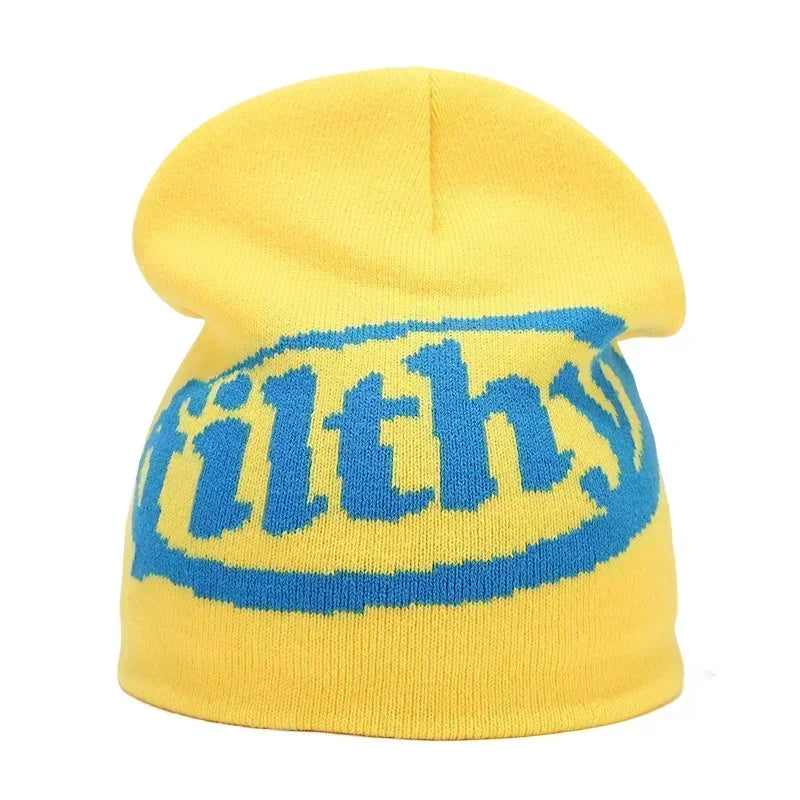 Y2K Letter Knit Beanie, Warm Ski Hat