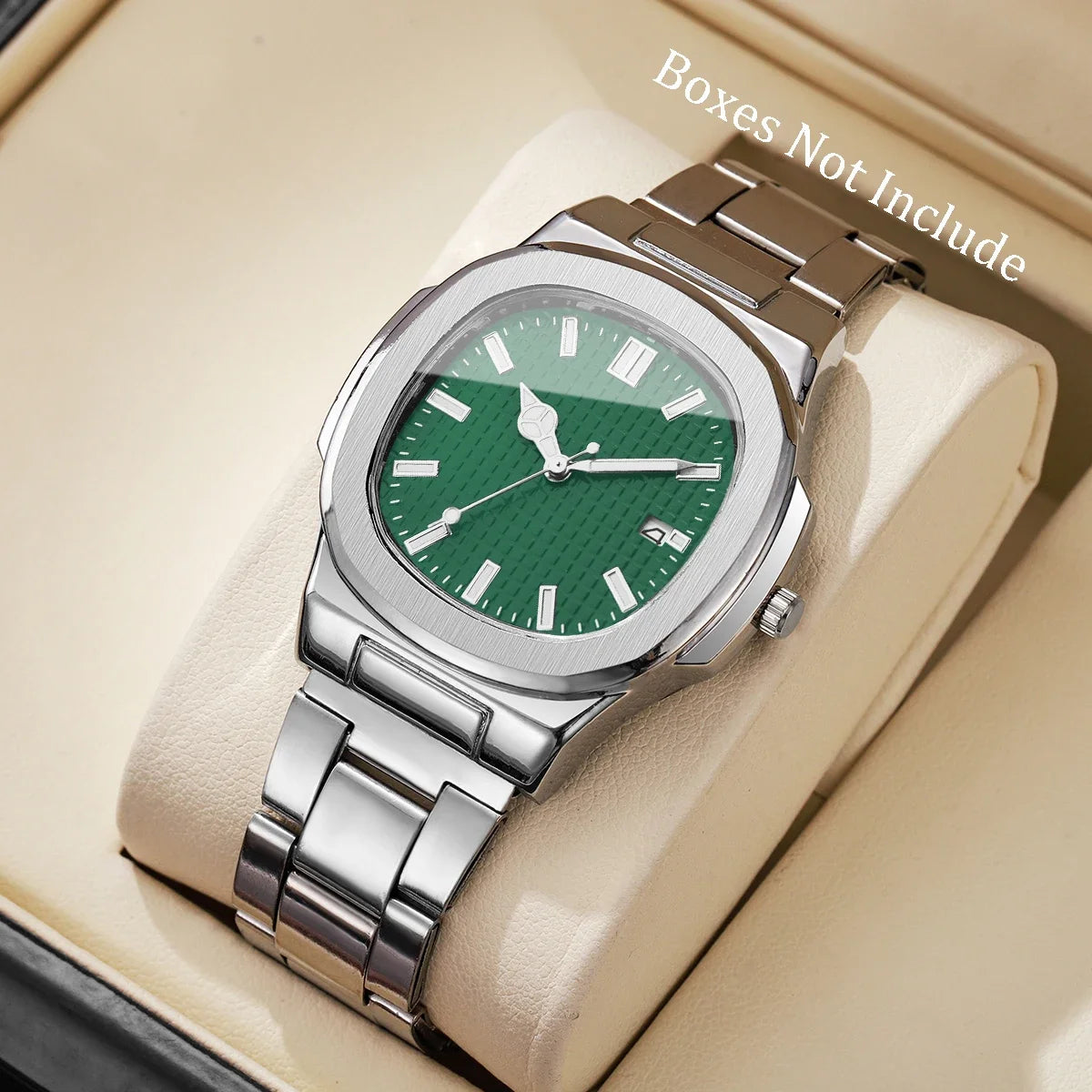 Men's Square Quartz Watch with Calendar – Minimalist Business Dress Watch