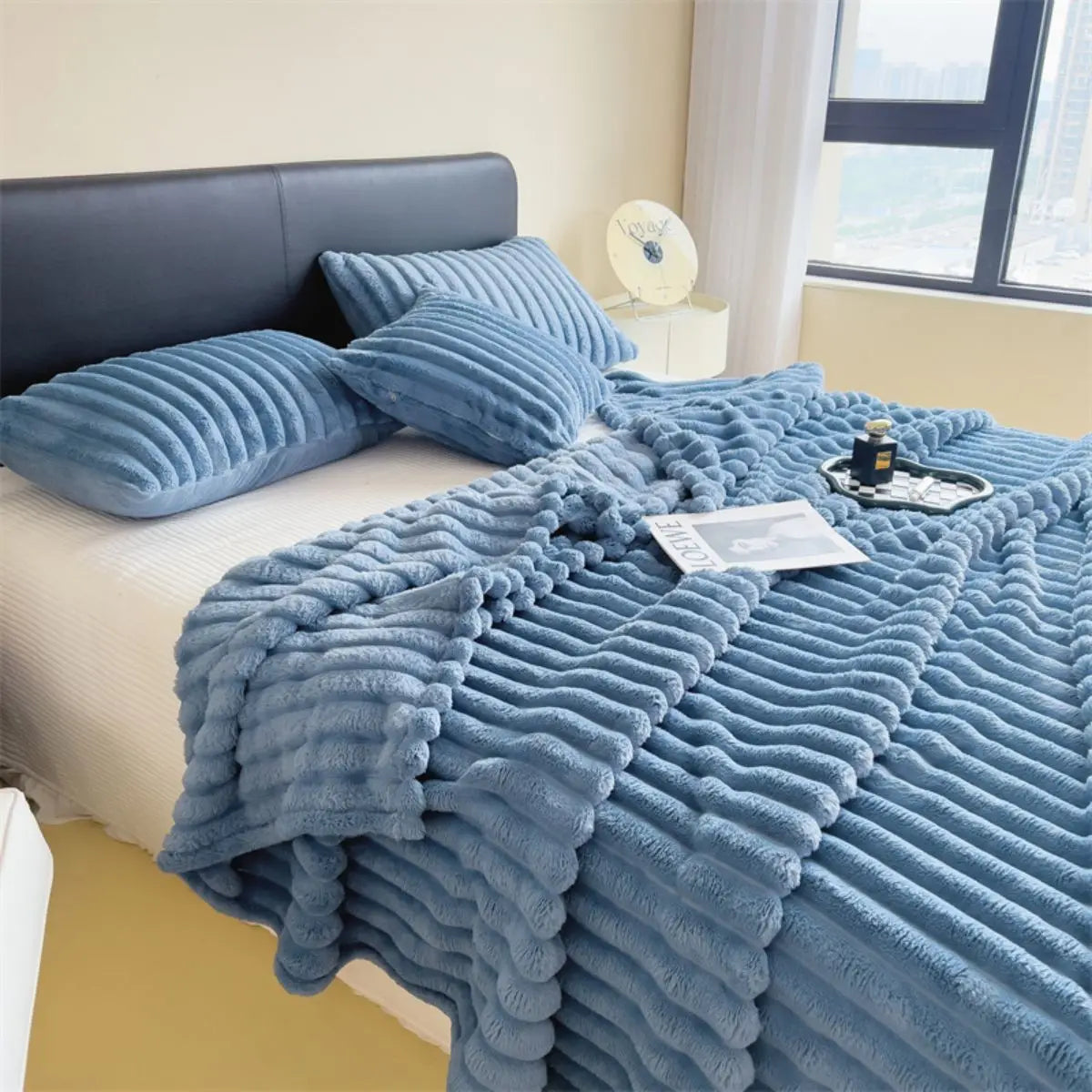 Wide Striped Multi-Use Blanket, Bed Cover and Nap Blanket