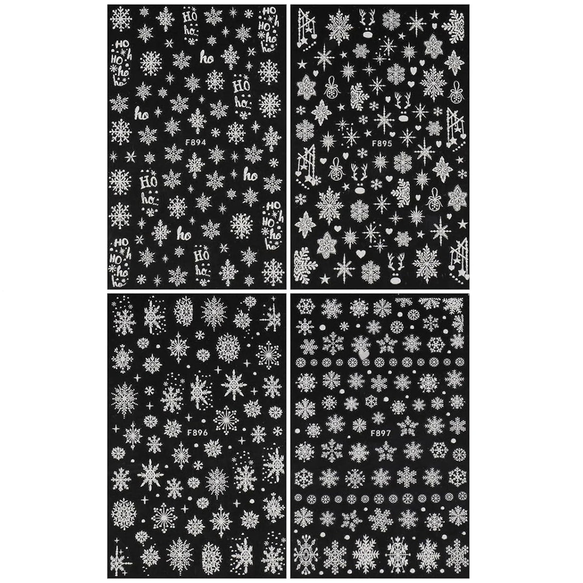 New Winter Snowflake Nail Stickers, White Snow Christmas New Year Self-Adhesive Nail Decals, DIY Nail Art Decor