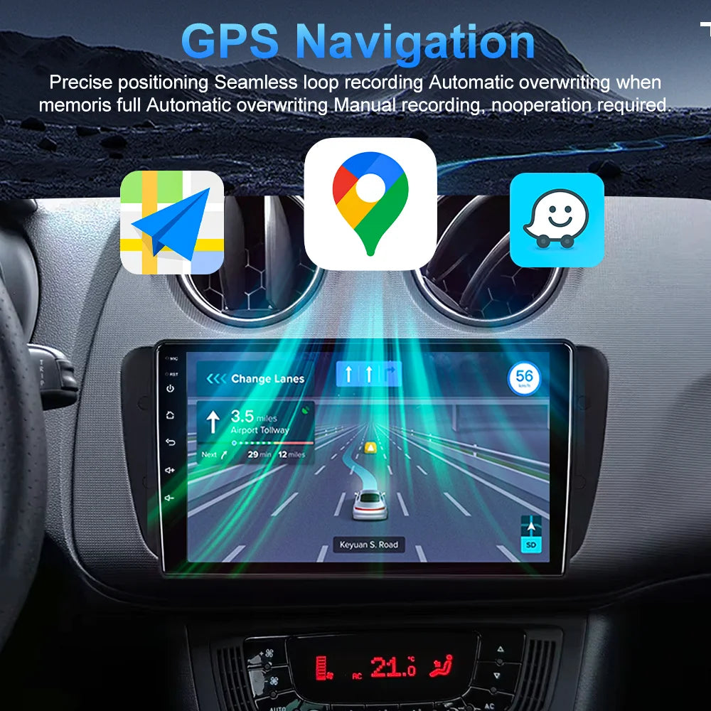 9" Android Car Stereo for Seat Ibiza MK4 6J (2008–2015) — CarPlay, Android Auto, GPS, 4G, WiFi