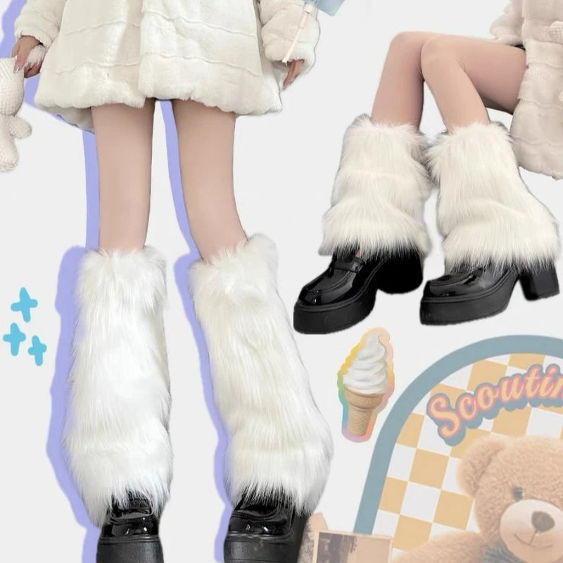 Women's Faux Fur Leg Warmers, Knee Length