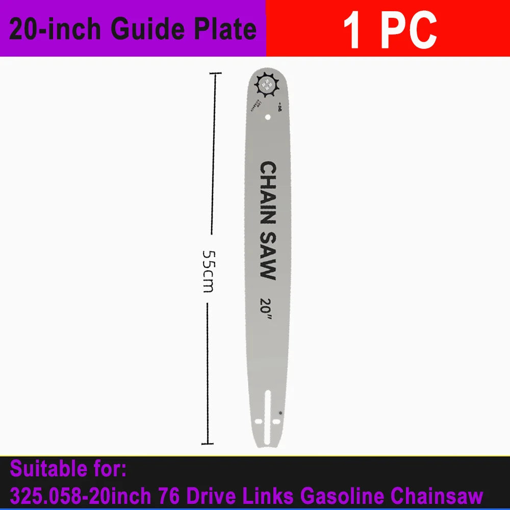 20" Professional Gas Chainsaw 76DL Chain 0.325" Pitch 0.058" Guide Tooth Top-quality Alloy Rounded 20 inch Gasoline Chainsaw Set
