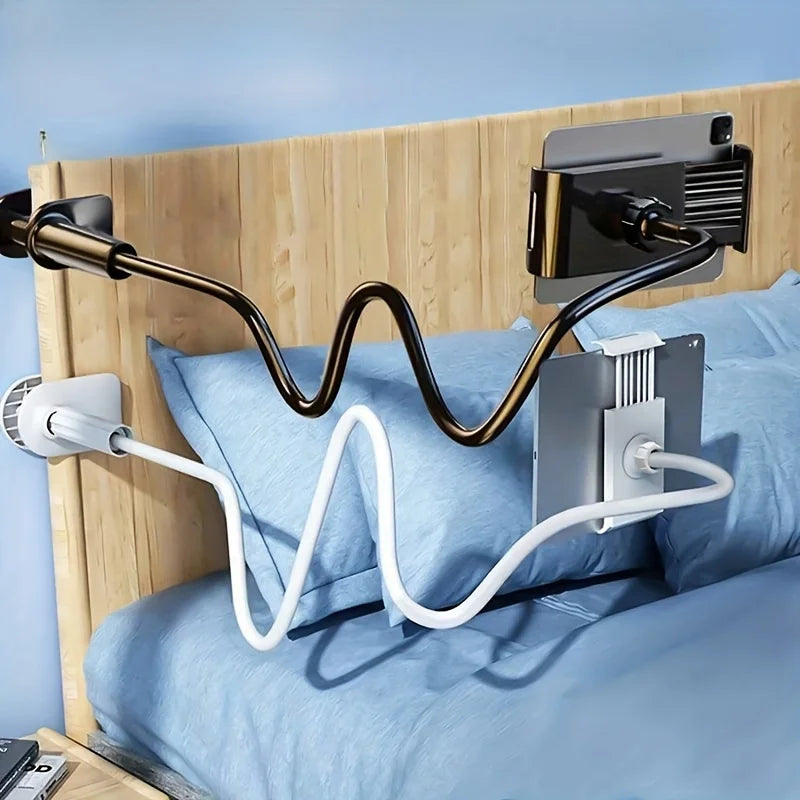Flexible Lazy Phone & Tablet Stand – Adjustable Desk & Bedside Holder for iPhone, iPad & More | Black / White