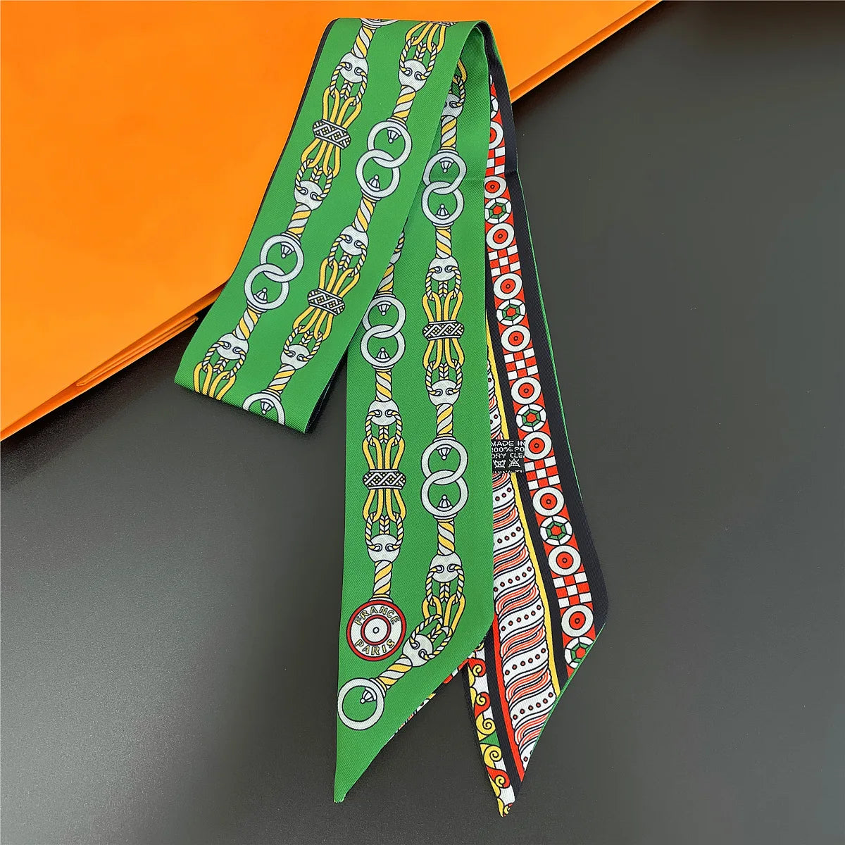 Women's Long Skinny Ribbon Scarf - Printed Hair Tie & Bag Band - photo 18