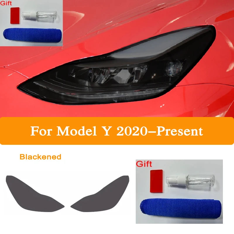 Headlight Tint Smoke Black TPU Protective Film – Compatible with Tesla Model 3, Y, S, X
