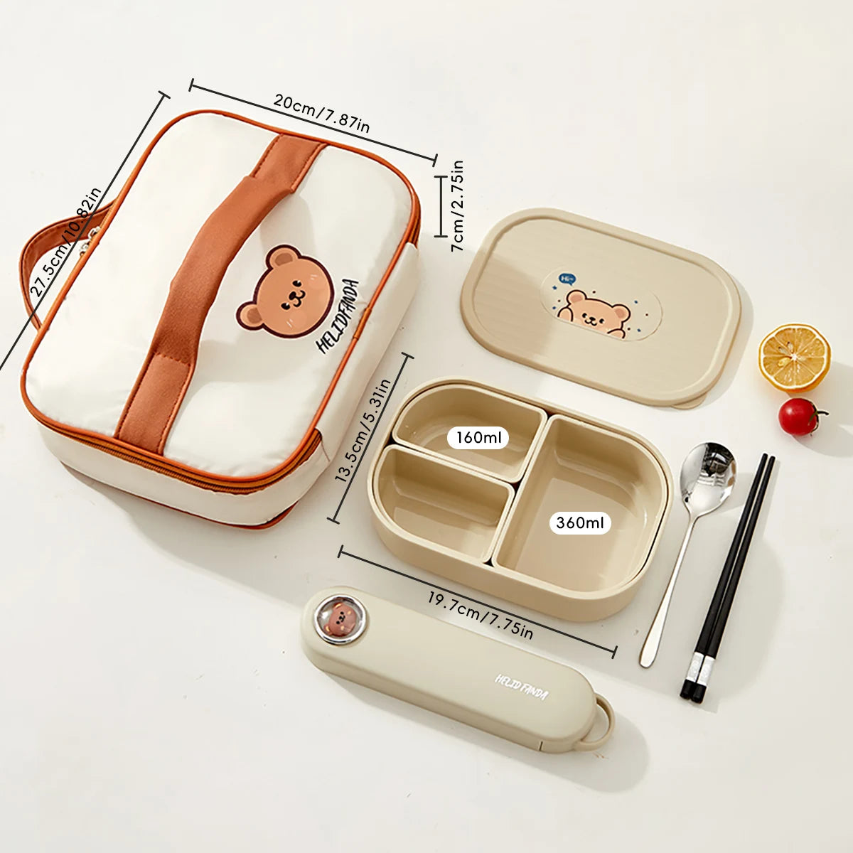 WORTHBUY 3 Grids Microwave Plastic Lunch Box Portable Detachable Fruit Bento Box Stackable Food Container For School Office