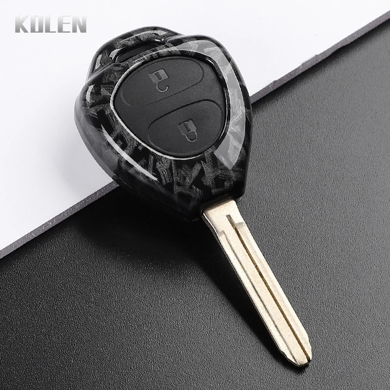 ABS Carbon Fiber Style Car Key Case Cover For Toyota Camry Avalon Corolla Matrix RAV4 Venza Yaris Replacement Protector Keychain