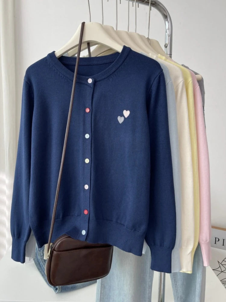 Women's Embroidered Knit Cardigan - Colorful Button Long Sleeve Sweater - photo 2