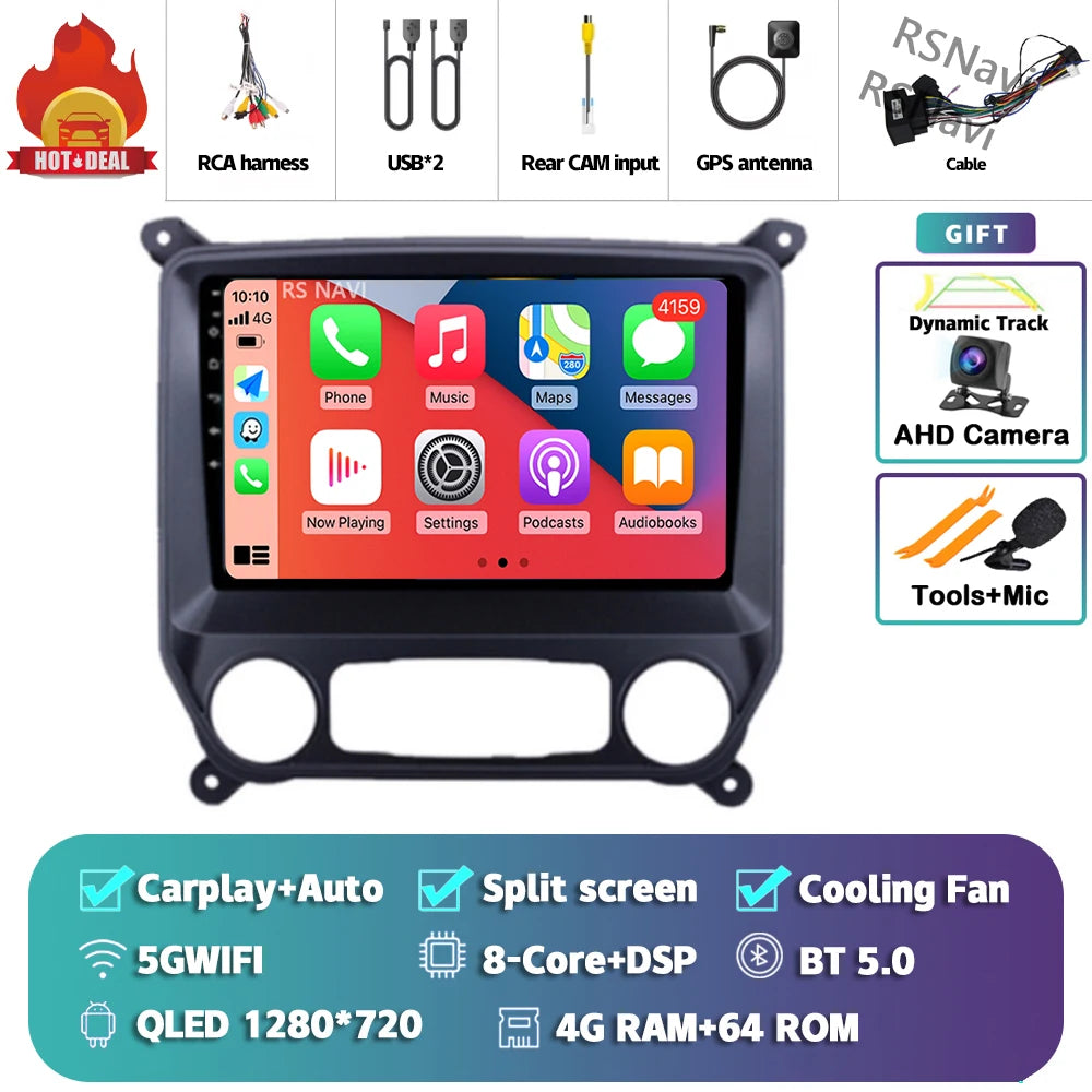 Android 16 Carplay Auto Car Radio Multimedia Player For Chevrolet Silverado 3 GMTK2 2013 - 2019 E53 X5 M5 Wireless BT Snapdragon