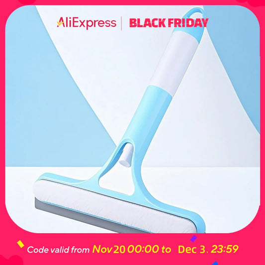 3-in-1 Window Cleaning Kit - Dual-Sided Glass Scrubber with Squeegee & Spray Bottle for Mirrors, Shower Doors, No-Streak (Blue/B