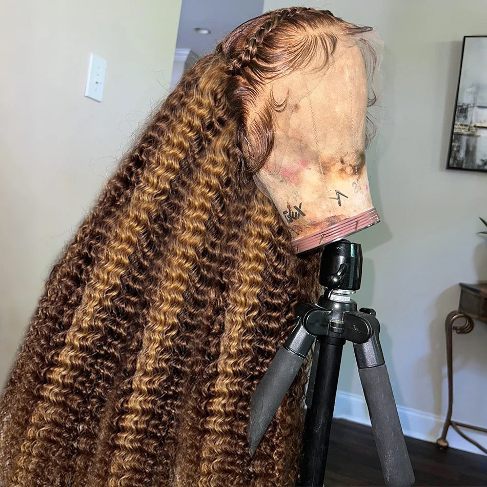 Honey Blonde Highlight HD Lace Frontal Wig - Ombre Deep Wave