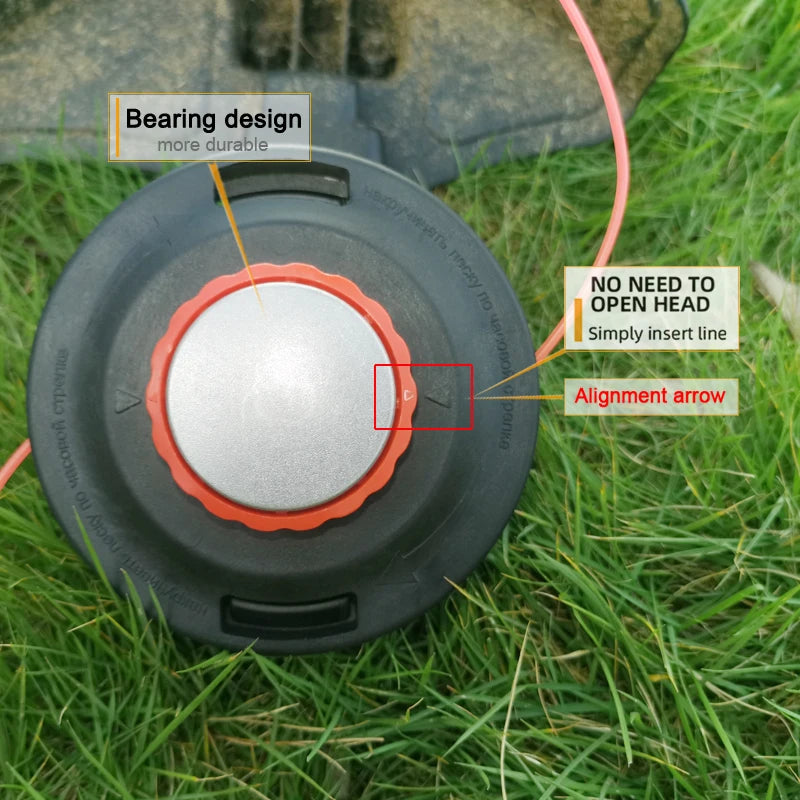 1Pc New Bearing Grass Trimmer Head, Mounting Hole M10X1.25Mm, Includes 1 High-Quality Spring and 2 Aluminum Cable Clips, More Durable Bearing Design, No Need to Open the Cover to Thread the Line, Easy to Release the Line with