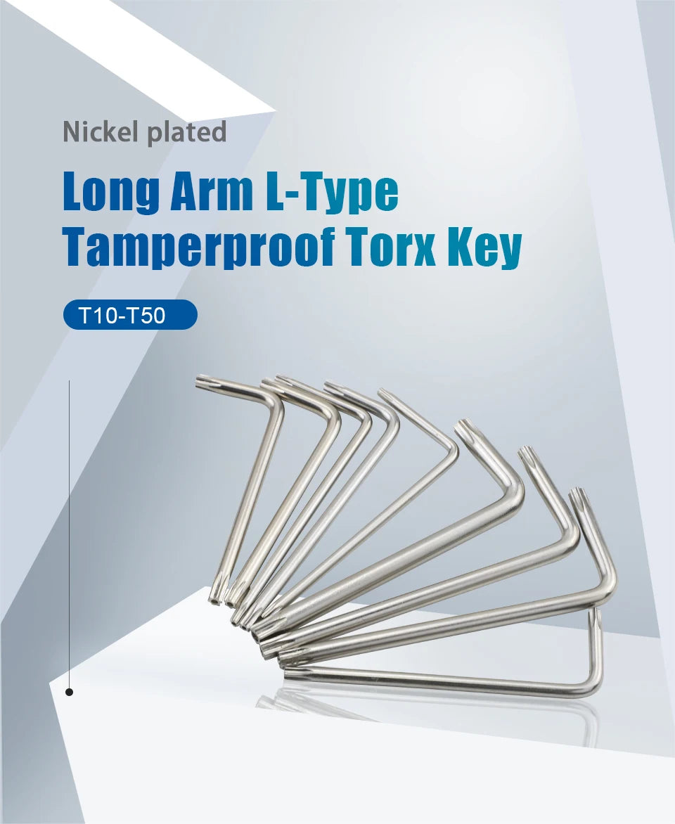 Hand Tool Torx Key Wrench L Type Star Wrench Nickel Plated T6 T7 T8 T10 T15 T20 T25 T30 Tamper Proof Security Torx Wrenches