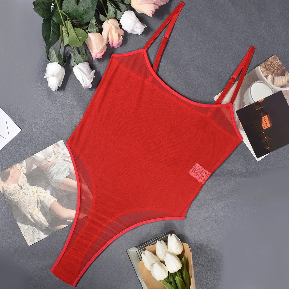 Women's sheer mesh fitted bodysuit — view 14 of 20