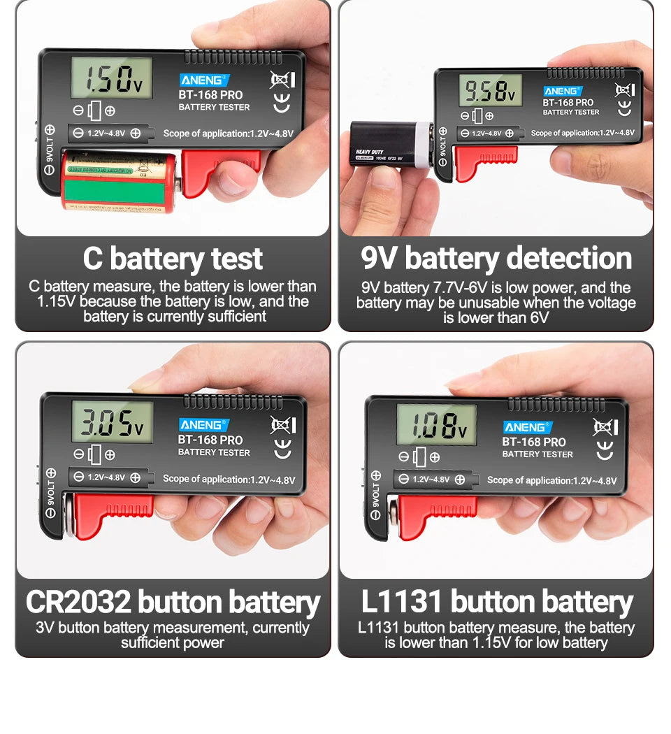 ANENG BT-168 PRO Digital Battery Tester Checkered load analyzer Display Check AAA AA Button Cell Lithium Capacity Universal test