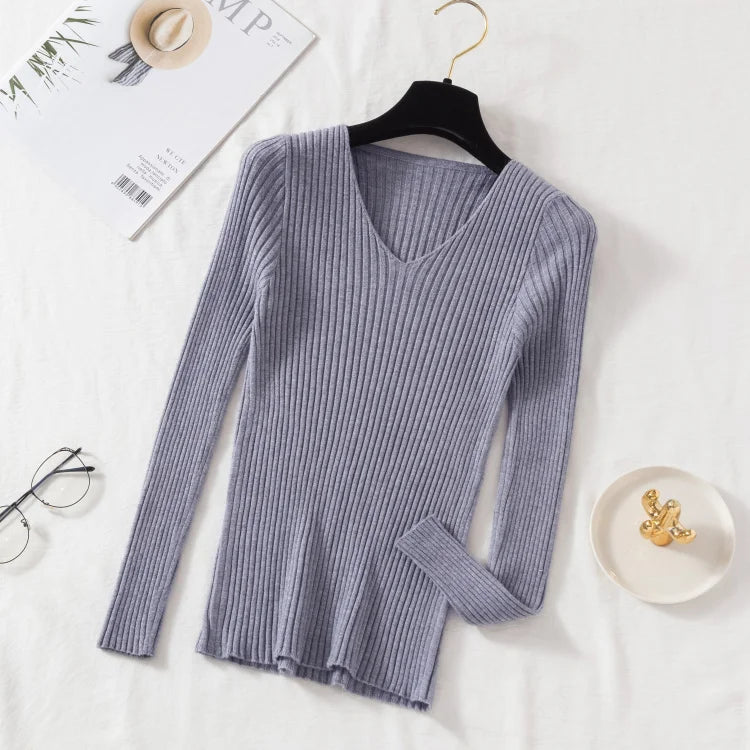 Women's V-neck knit pullover, casual sweater — view 20 of 20