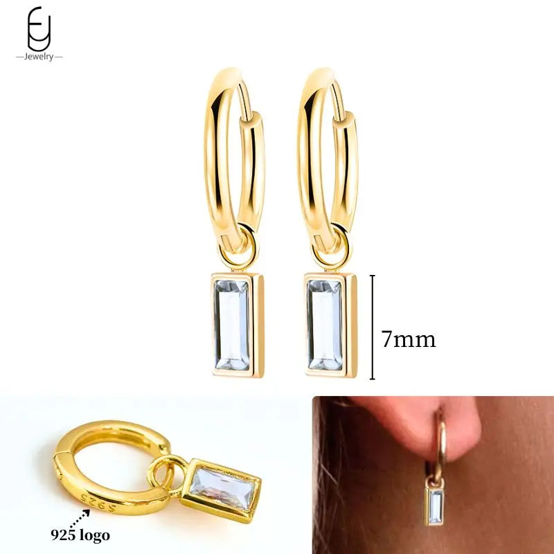 925 Sterling Silver Crystal Drop Earrings for Women - Heart & Flower Studs