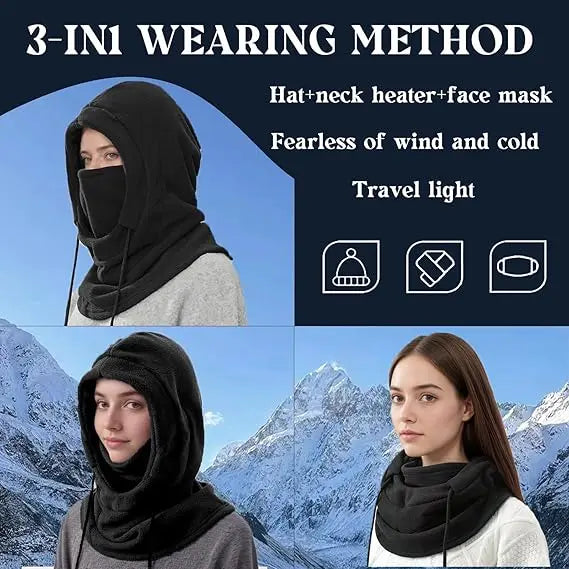 Knitted Hood Balaclava with Drawstring - Windproof Ski Mask - photo 6