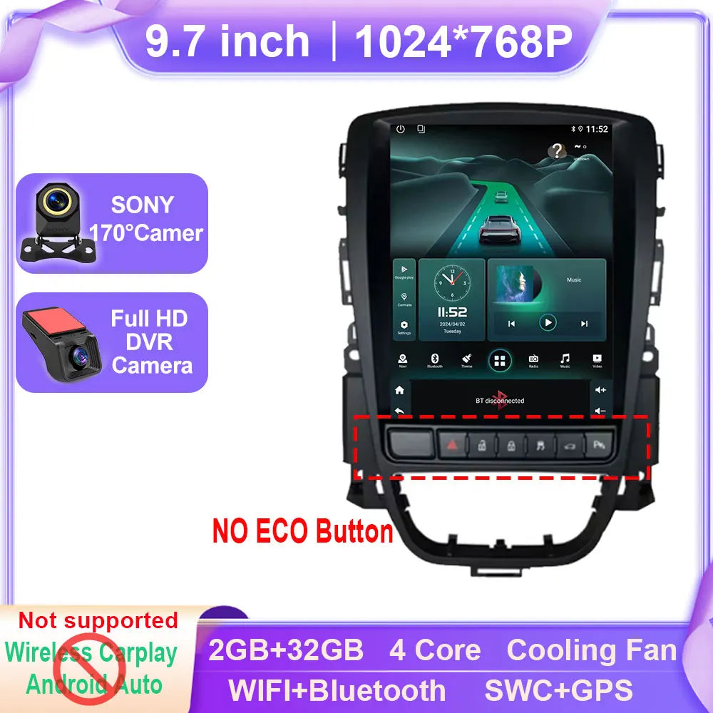 Android Car Stereo for Opel Astra J, Vauxhall, Holden, Cascada (2009–2015) — CarPlay, Android Auto, GPS, WiFi