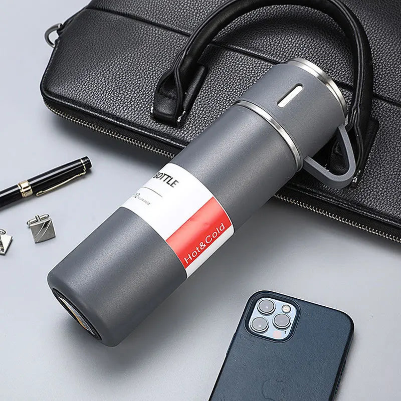 Free LOGO 3 In 1 set of  Thermos Mug Leak_Proof Travel Thermo Cup for Tea Water Coffee Thermo Cafe 500ML Double Stainless Steel