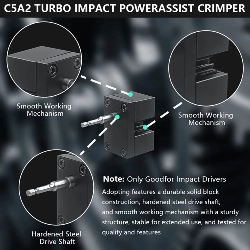 C5A2 Impact Power-Assisted Sheet Metal Crimper – Drill-Powered Duct Crimping Tool for HVAC, Air Conditioner & Pipe Installation | Black