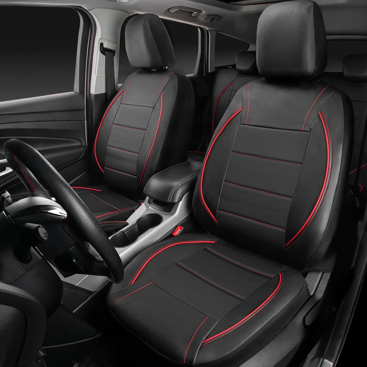 Universal Leather Car Seat Covers Simple Style Breathable Full Set or Front Pair