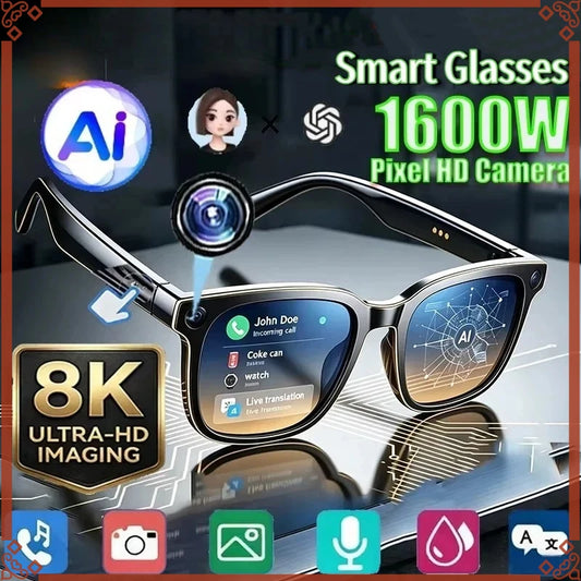 AI Smart Glasses with 8K Camera, Voice Assistant & Translation