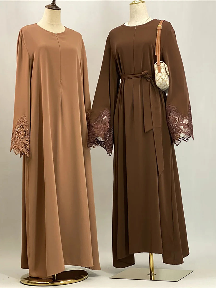 Ramadan Lace Abaya Dubai Luxury Muslim Women Maxi Dress Kebaya Caftan Marocain Femme Modest Robe Islam Clothing Kaftan Vestido
