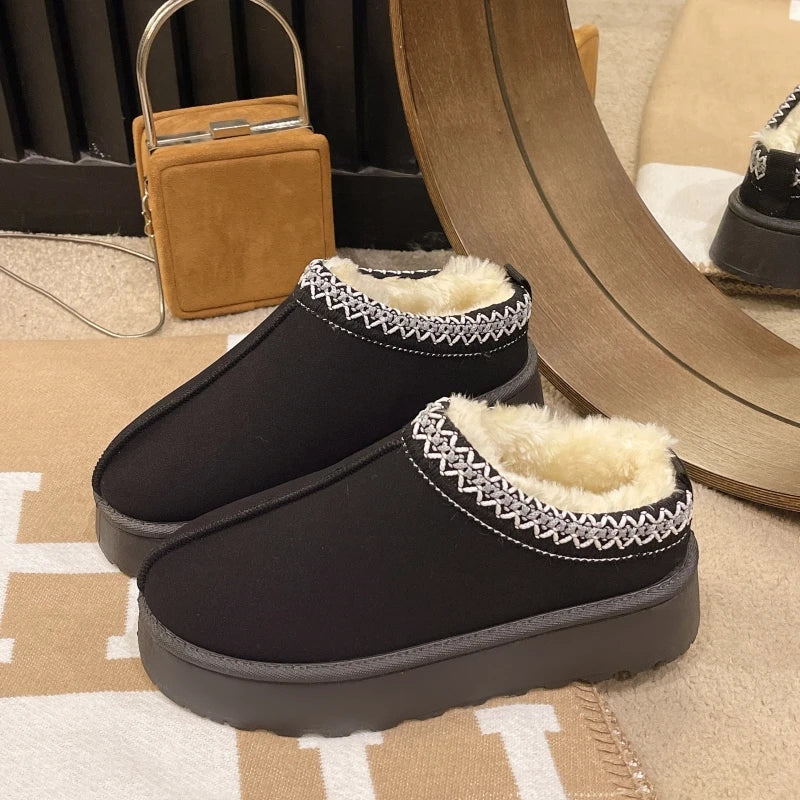 Women's Short Plush Snow Boots, Slip-On