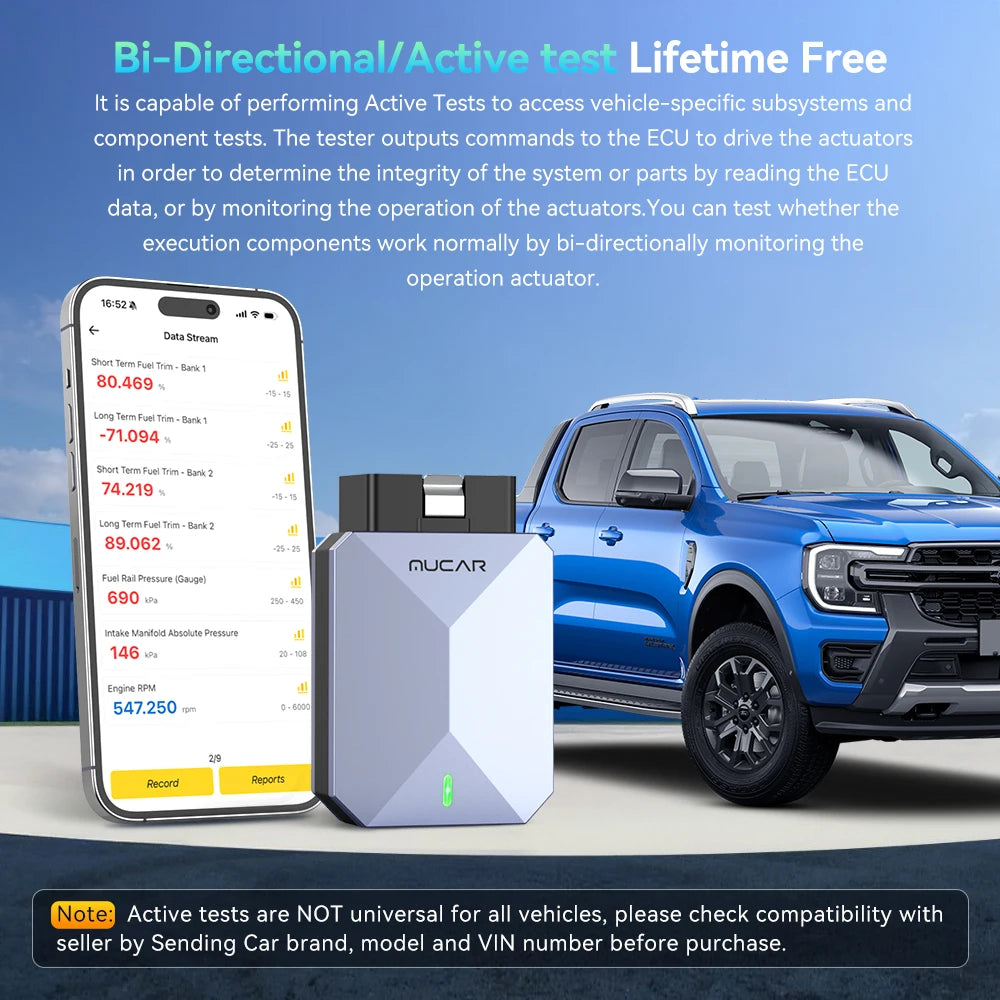 Lifetime Free Update MUCAR BT200 Max OBD2 Scanner CAN FD Bi-Directional Control All System Diagnostic Tool 15 Reset for All Cars