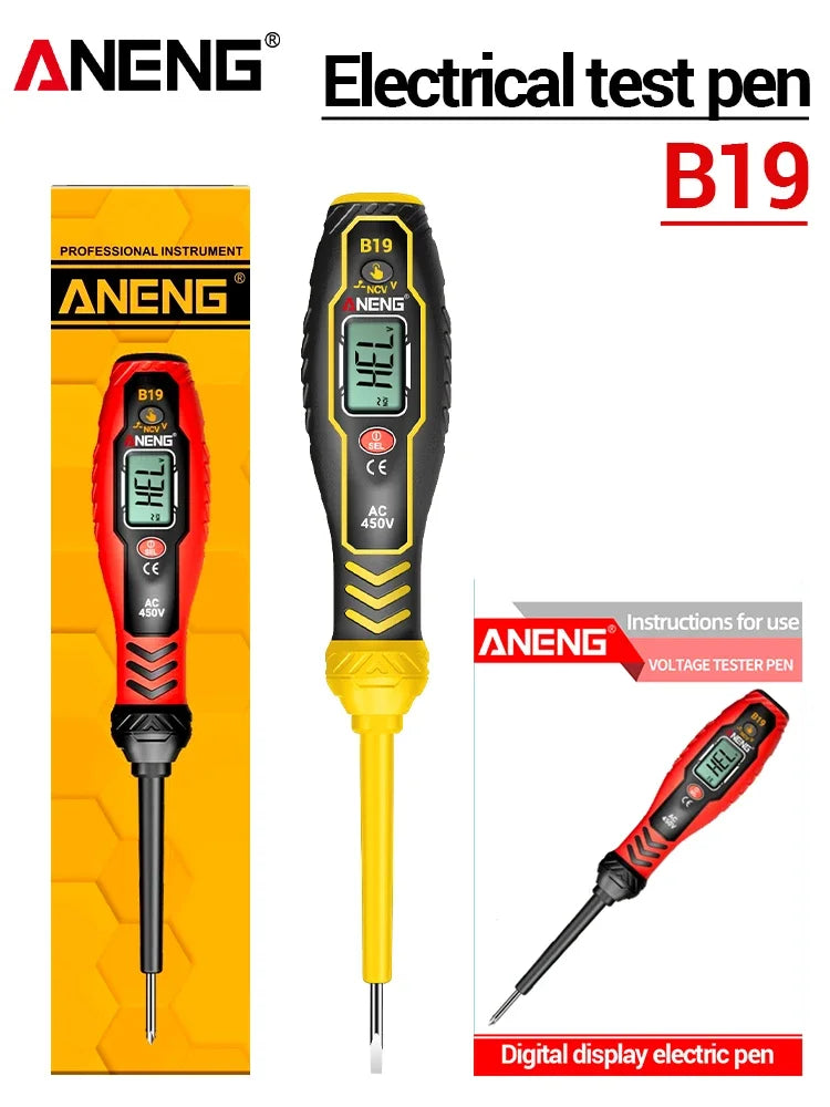 ANENG B19 Cross/flat Screwdriver Pen Small Handheld Test Pencil Non-contact Detection 30-1000V Voltage Buzzer Breakpoint Finder