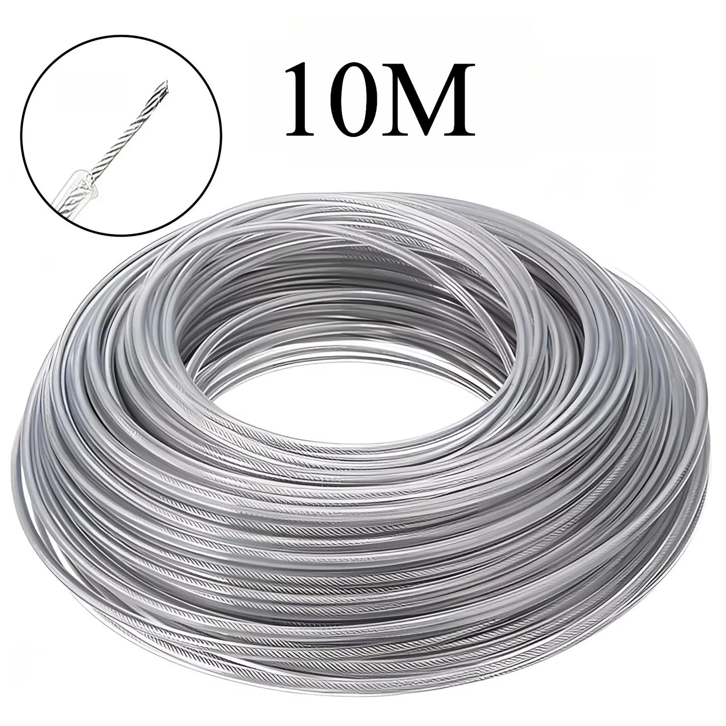 5/10/15M 2.0～4.0mm Steel Core Trimmer Line Grass Cutting Rope Heavy Duty Weed Wacker String with Wire Steel For Lawn Mowing