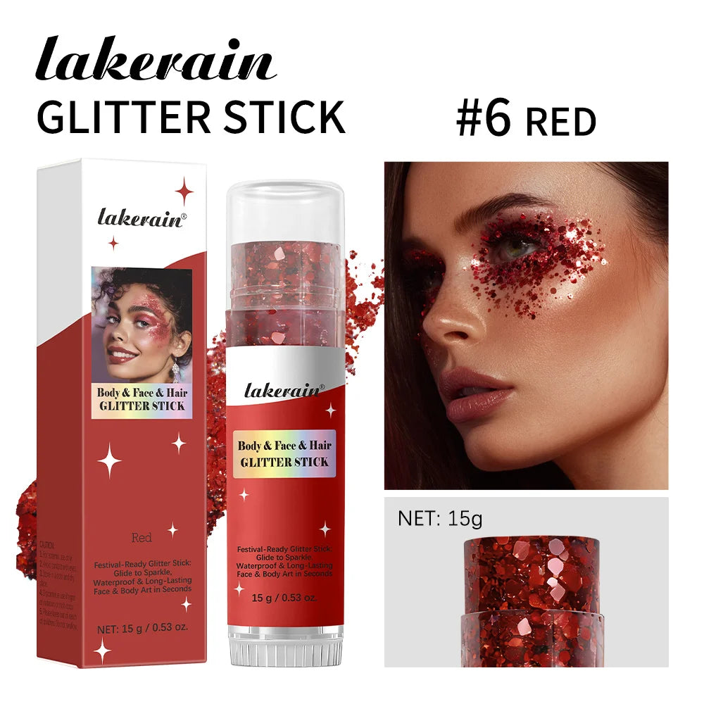 Body Glitter Sequin Stick Gel Texture Long-Lasting Dazzling Smudge-Proof Rich Sparkling Glitter Body Art for Party Stage Makeup